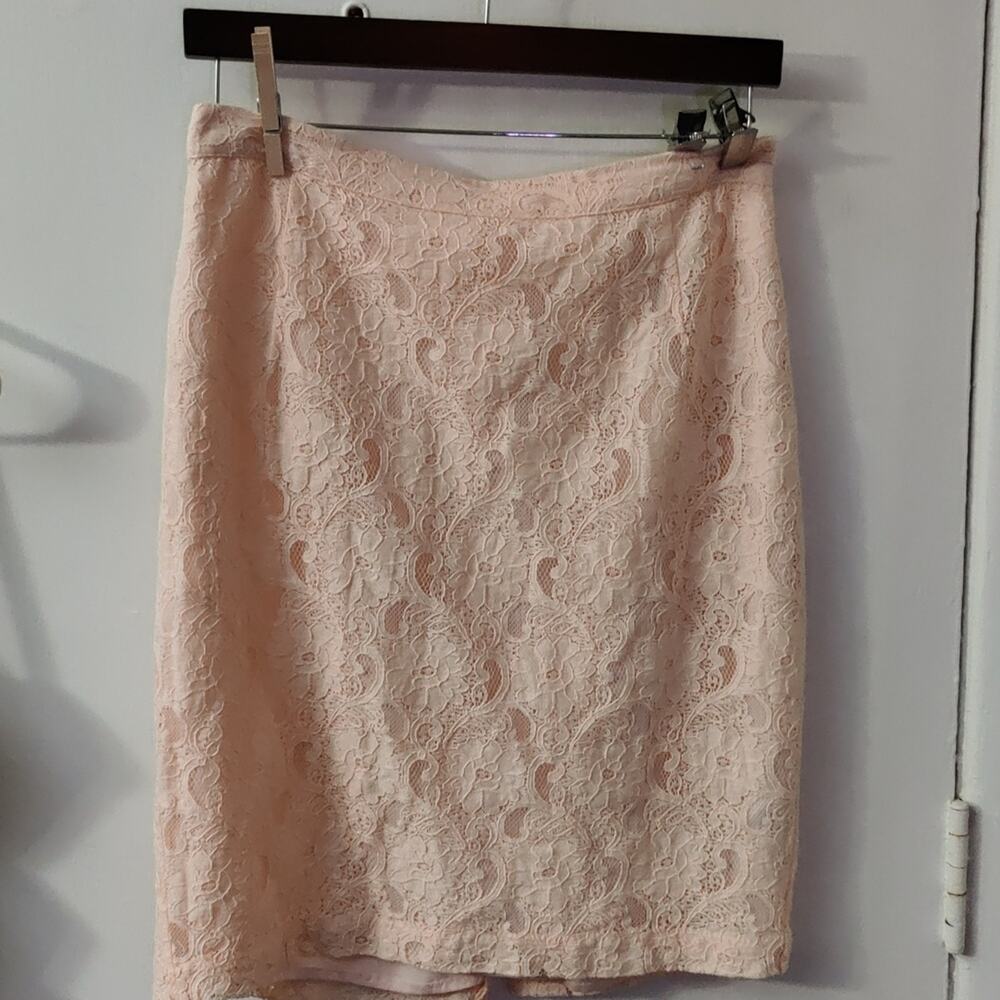 H&M Conscious Collection Peach Lace Pencil Skirt 10 Wedding Fairycore Heartcore
